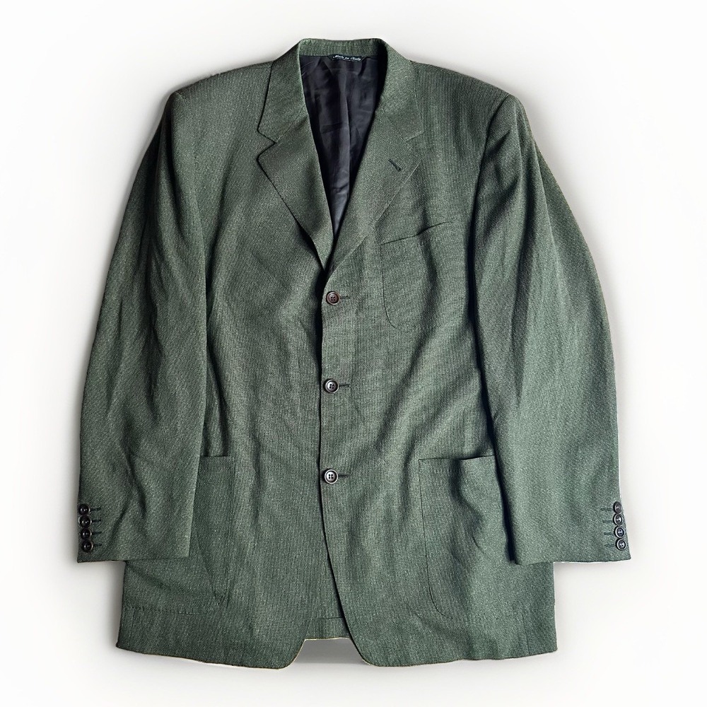 Canali Proposta Blazer Mens 42R Olive Butterfly Summer Silk Wool Nylon Italy